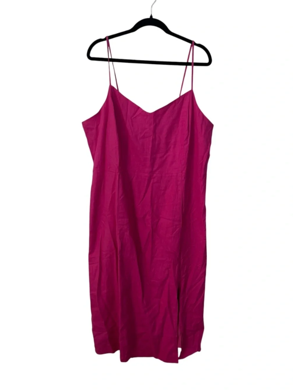 J. Crew Women's Magenta Pink Linen Blend Dress with Spaghetti Straps Sz 20 NWT